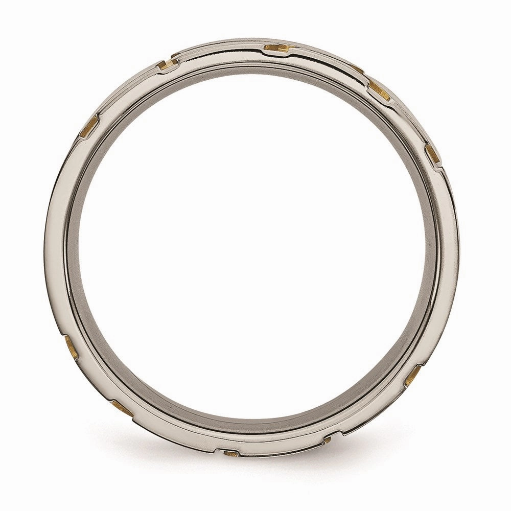 Titanium Grooved Yellow IP-plated Ladies 6mm Brushed Band | TB272