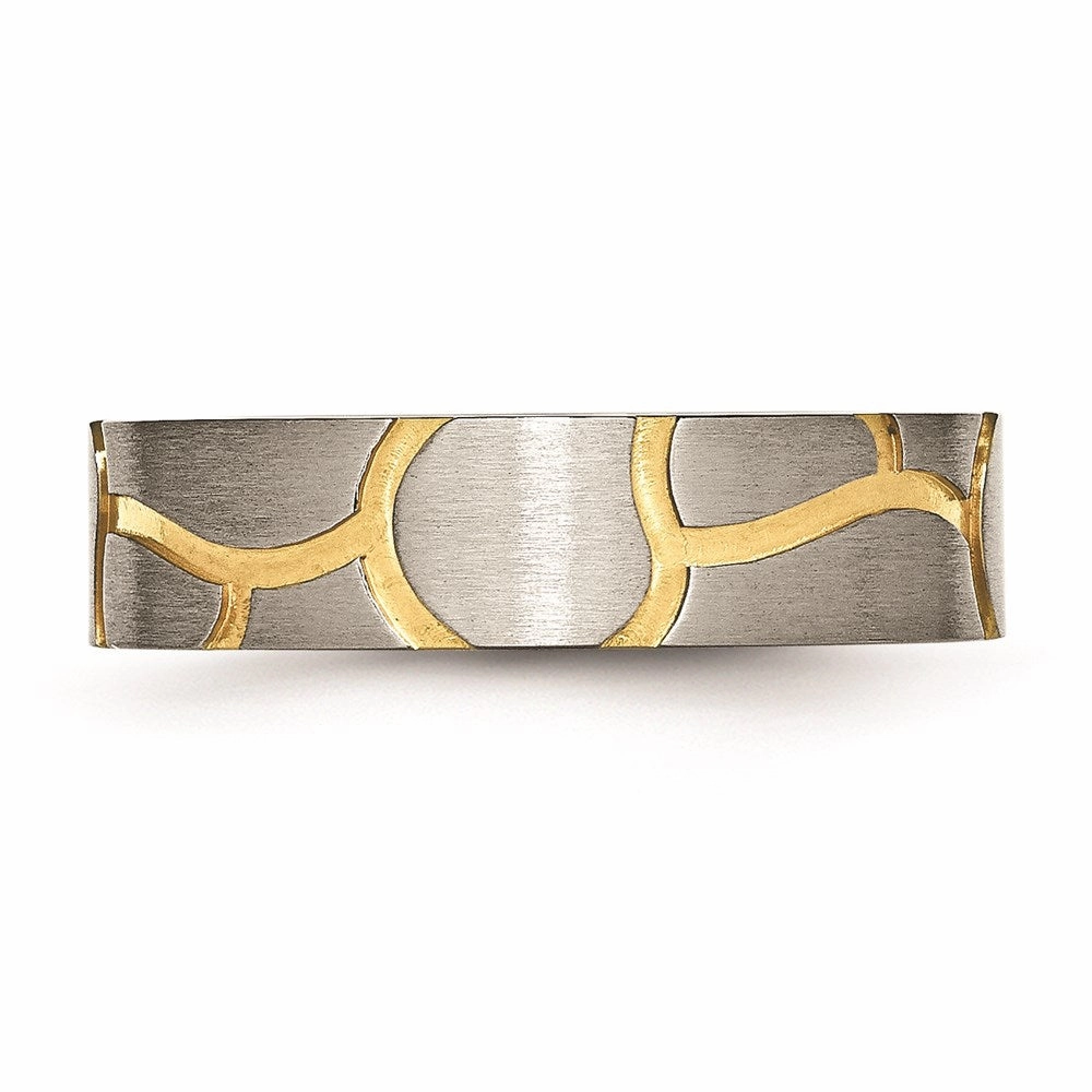 Titanium Grooved Yellow IP-plated Ladies 6mm Brushed Band | TB272
