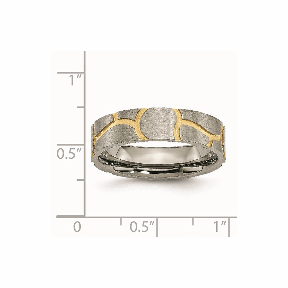 Titanium Grooved Yellow IP-plated Ladies 6mm Brushed Band | TB272