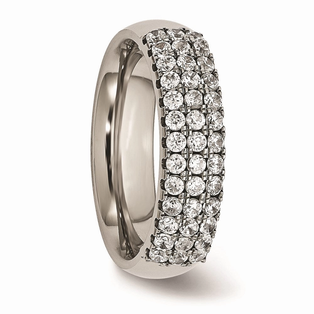 Titanium Multi-row CZ Ring | TB374