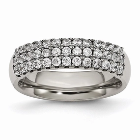 Titanium Multi-row CZ Ring | TB374