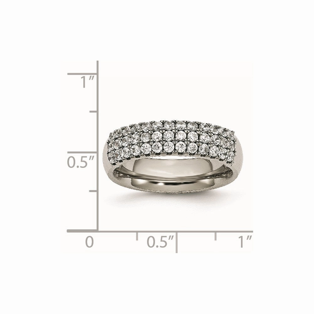 Titanium Multi-row CZ Ring | TB374