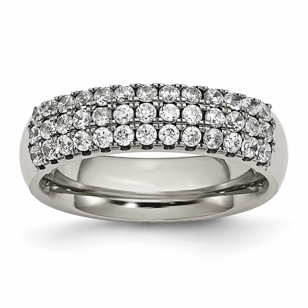 Titanium Multi-row CZ Ring | TB374