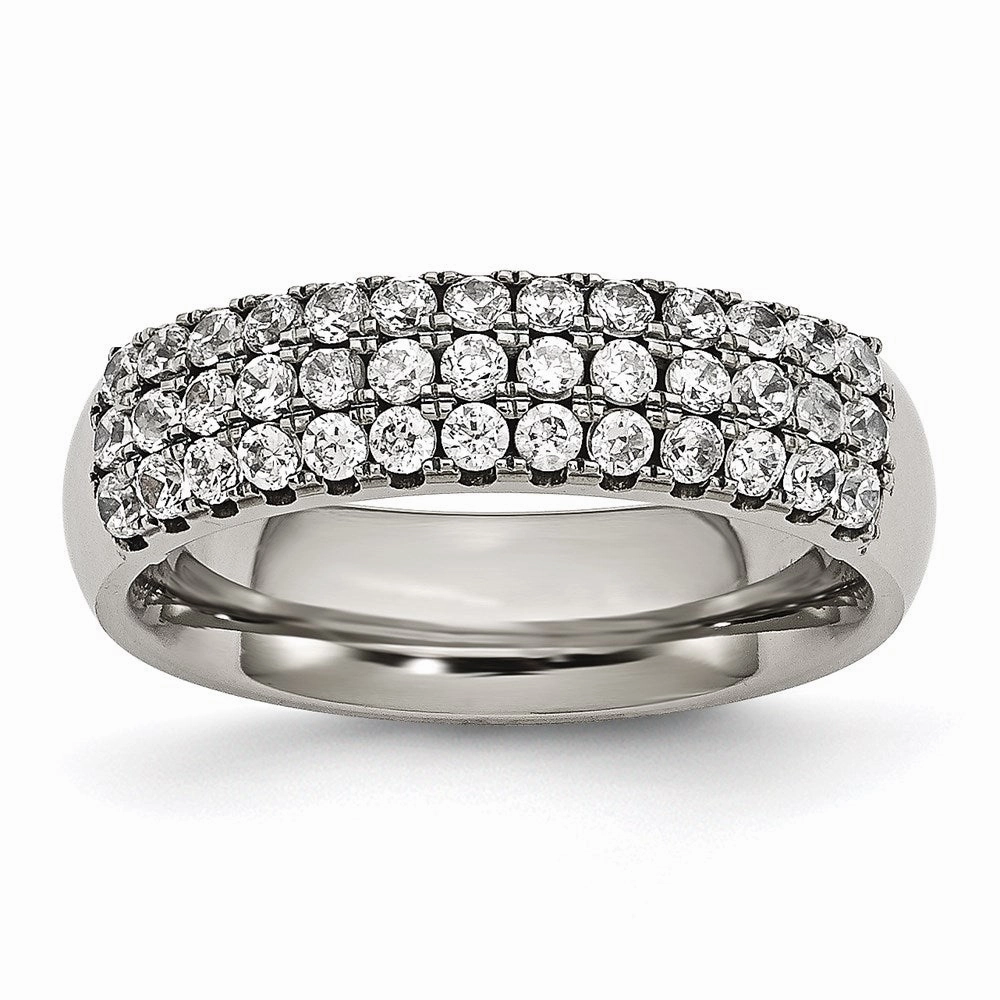 Titanium Multi-row CZ Ring | TB374