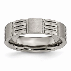 Titanium Notched 6mm Satin & Polished Band | TB325