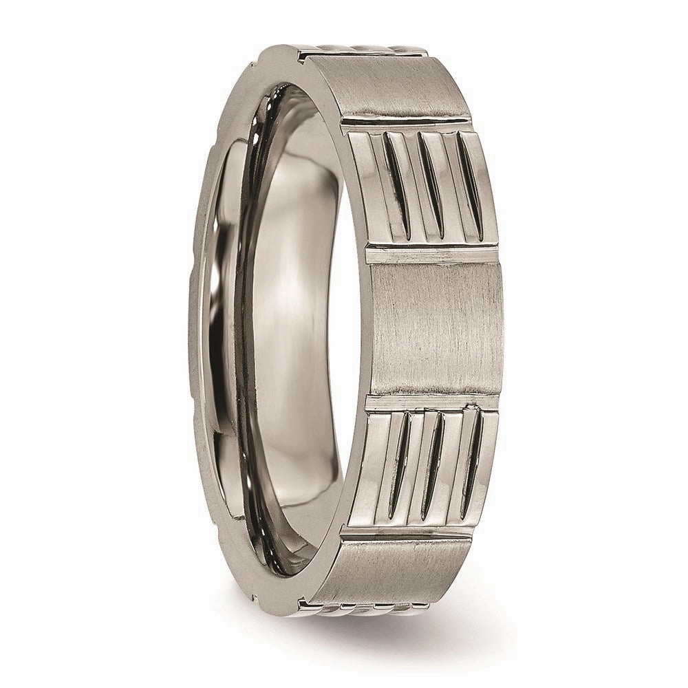 Titanium Notched 6mm Satin & Polished Band | TB325