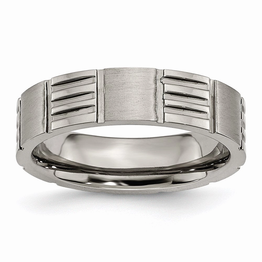 Titanium Notched 6mm Satin & Polished Band | TB325