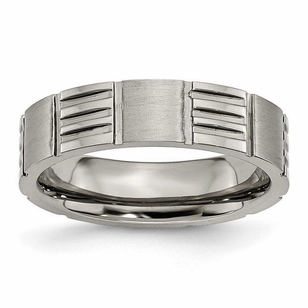 Titanium Notched 6mm Satin & Polished Band | TB325