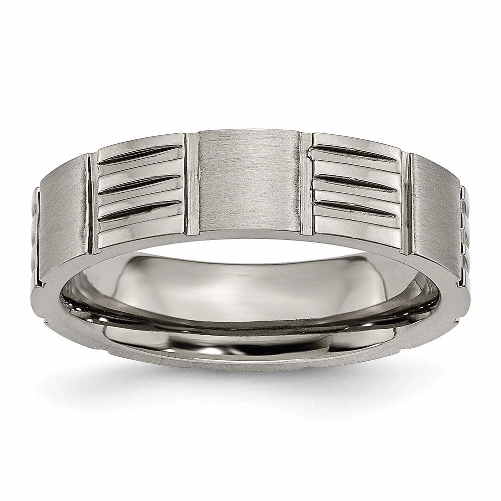 Titanium Notched 6mm Satin & Polished Band | TB325