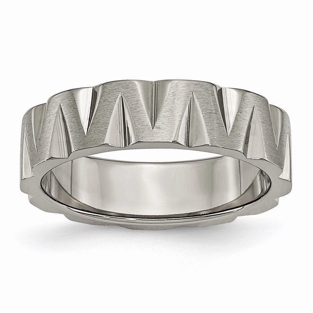 Titanium Notched 6mm Satin & Polished Band | TB327
