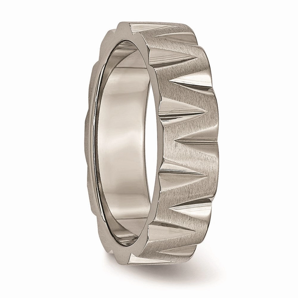 Titanium Notched 6mm Satin & Polished Band | TB327