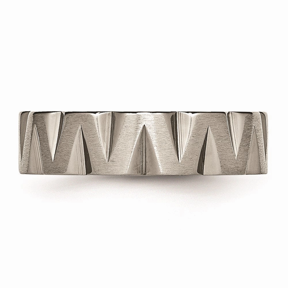 Titanium Notched 6mm Satin & Polished Band | TB327