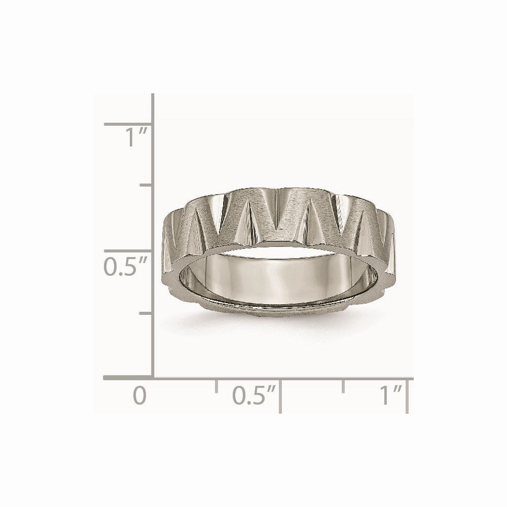 Titanium Notched 6mm Satin & Polished Band | TB327