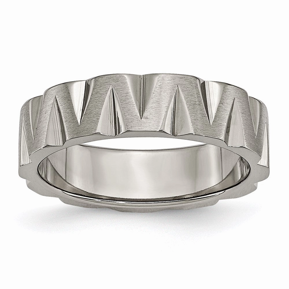 Titanium Notched 6mm Satin & Polished Band | TB327