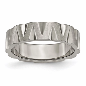 Titanium Notched 6mm Satin & Polished Band | TB327