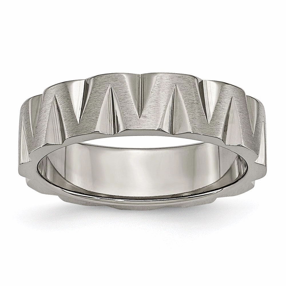 Titanium Notched 6mm Satin & Polished Band | TB327