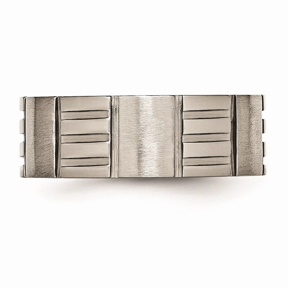Titanium Notched 8mm Satin & Polished Band | TB326