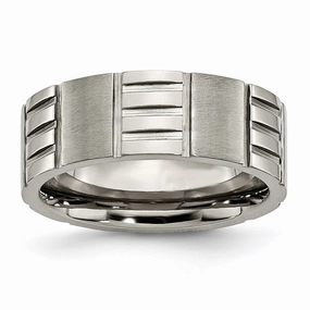 Titanium Notched 8mm Satin & Polished Band | TB326