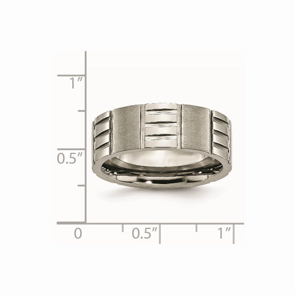 Titanium Notched 8mm Satin & Polished Band | TB326