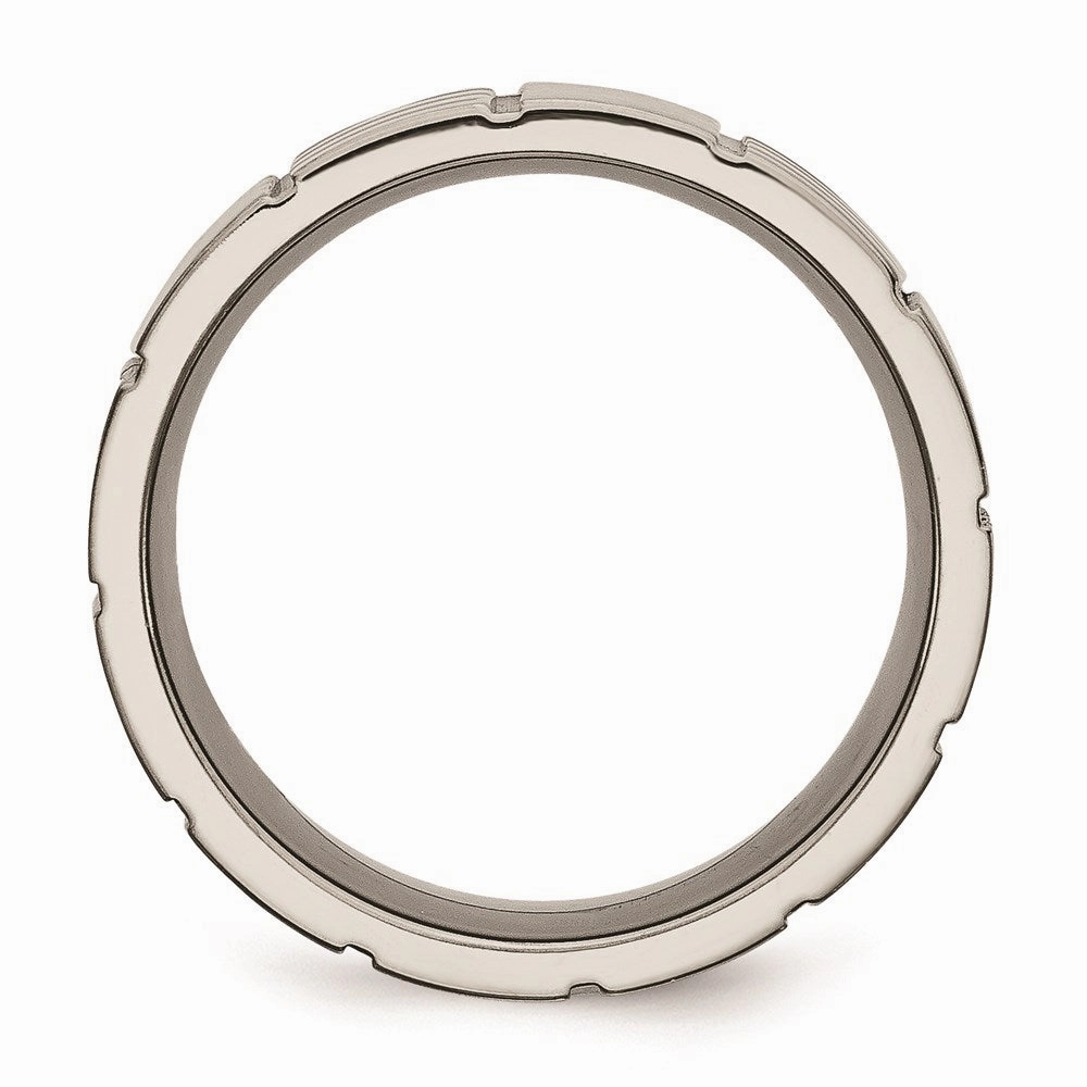 Titanium Notched 8mm Satin & Polished Band | TB326