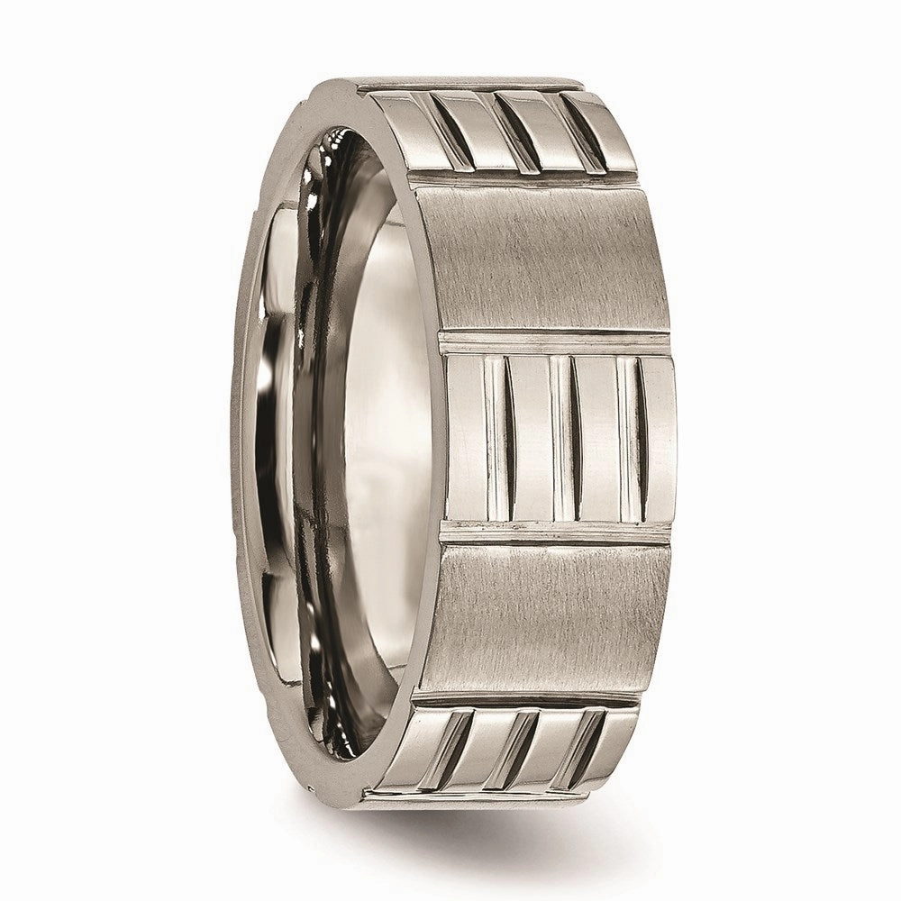 Titanium Notched 8mm Satin & Polished Band | TB326