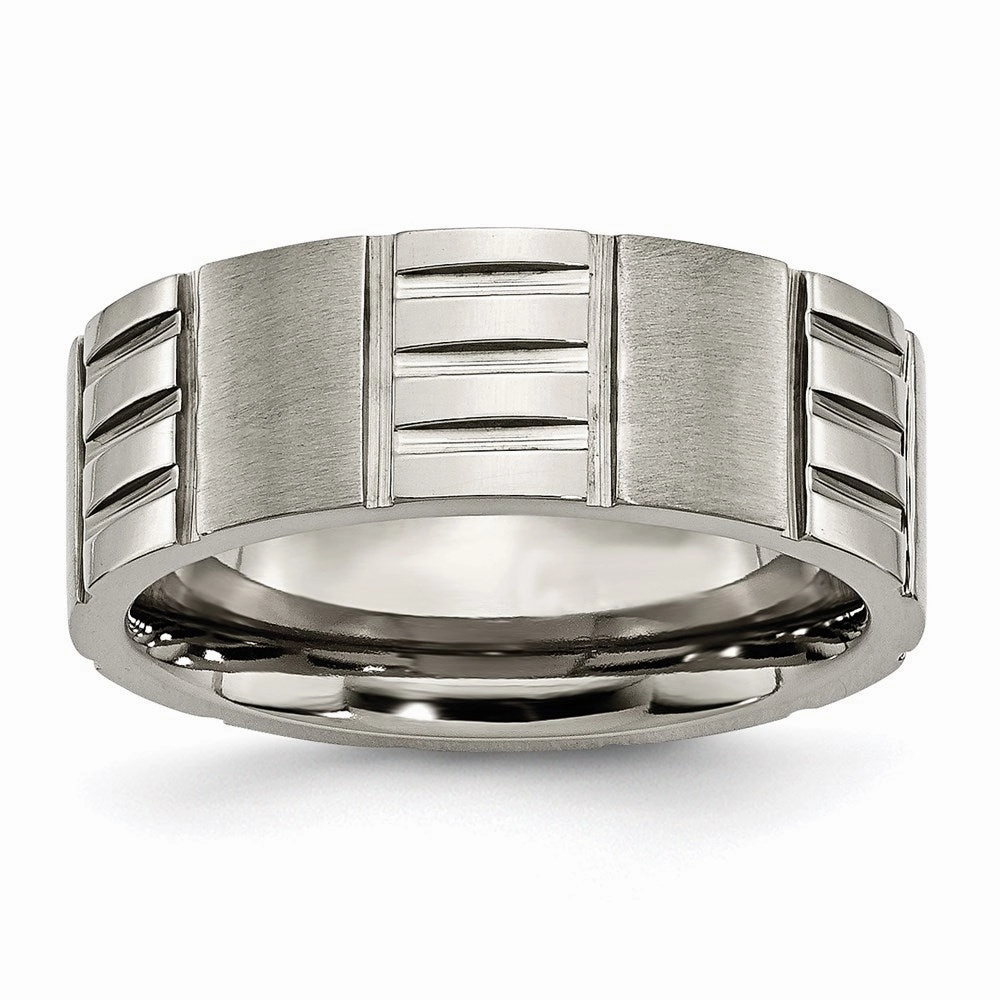 Titanium Notched 8mm Satin & Polished Band | TB326