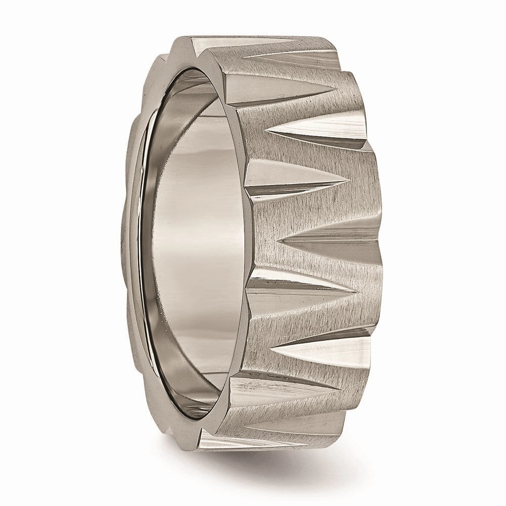 Titanium Notched 8mm Satin & Polished Band | TB328
