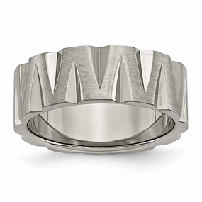 Titanium Notched 8mm Satin & Polished Band | TB328