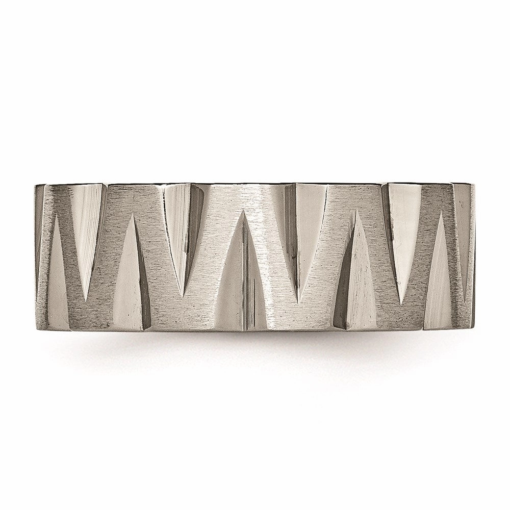 Titanium Notched 8mm Satin & Polished Band | TB328