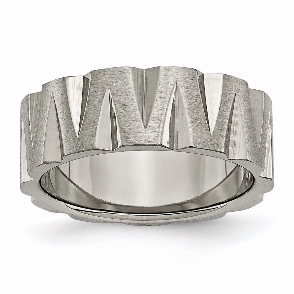 Titanium Notched 8mm Satin & Polished Band | TB328