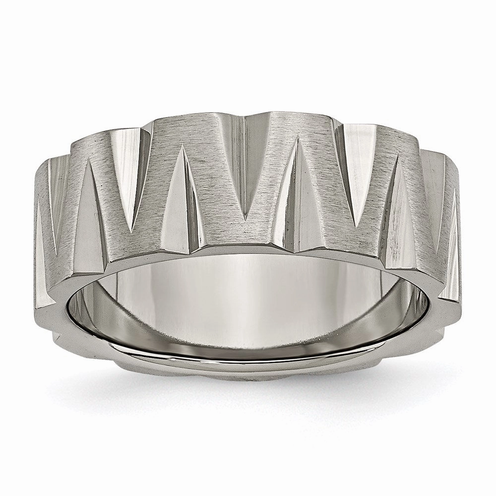 Titanium Notched 8mm Satin & Polished Band | TB328