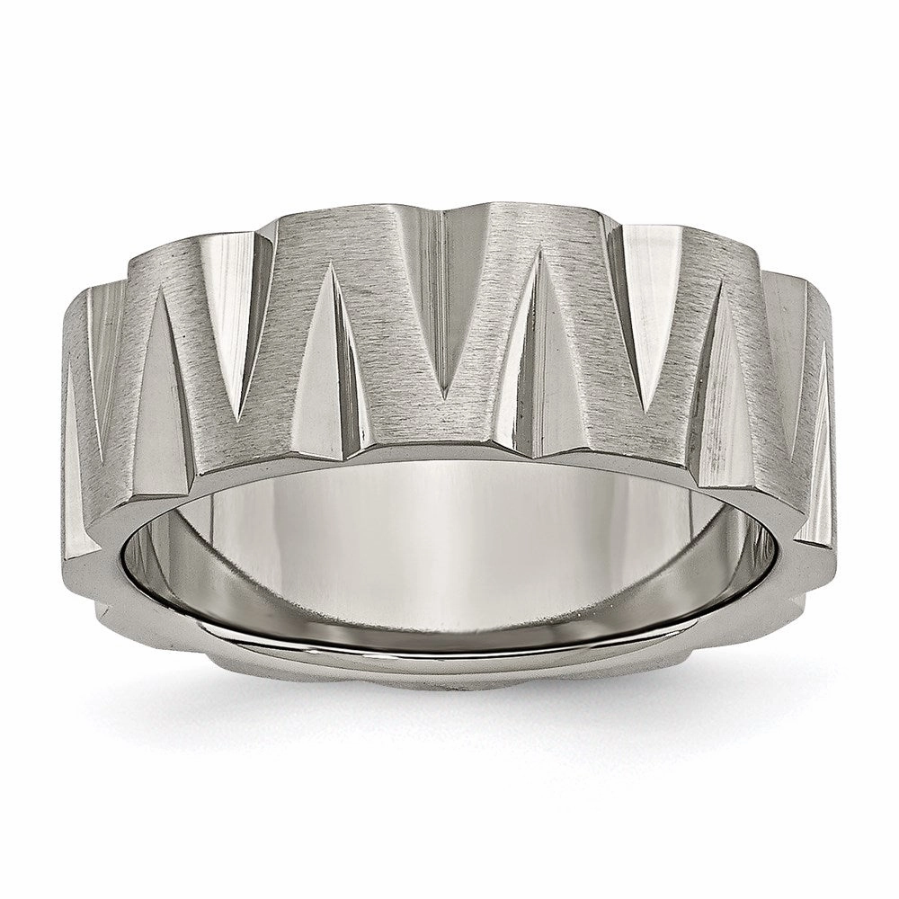 Titanium Notched 8mm Satin & Polished Band | TB328
