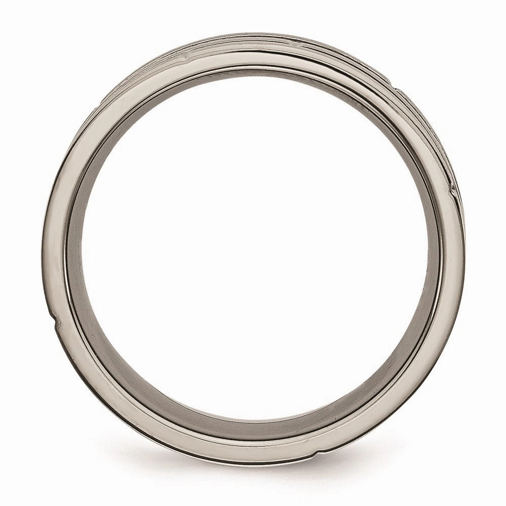 Titanium Notched & Grooved 8mm Polished/Satin Band | TB330