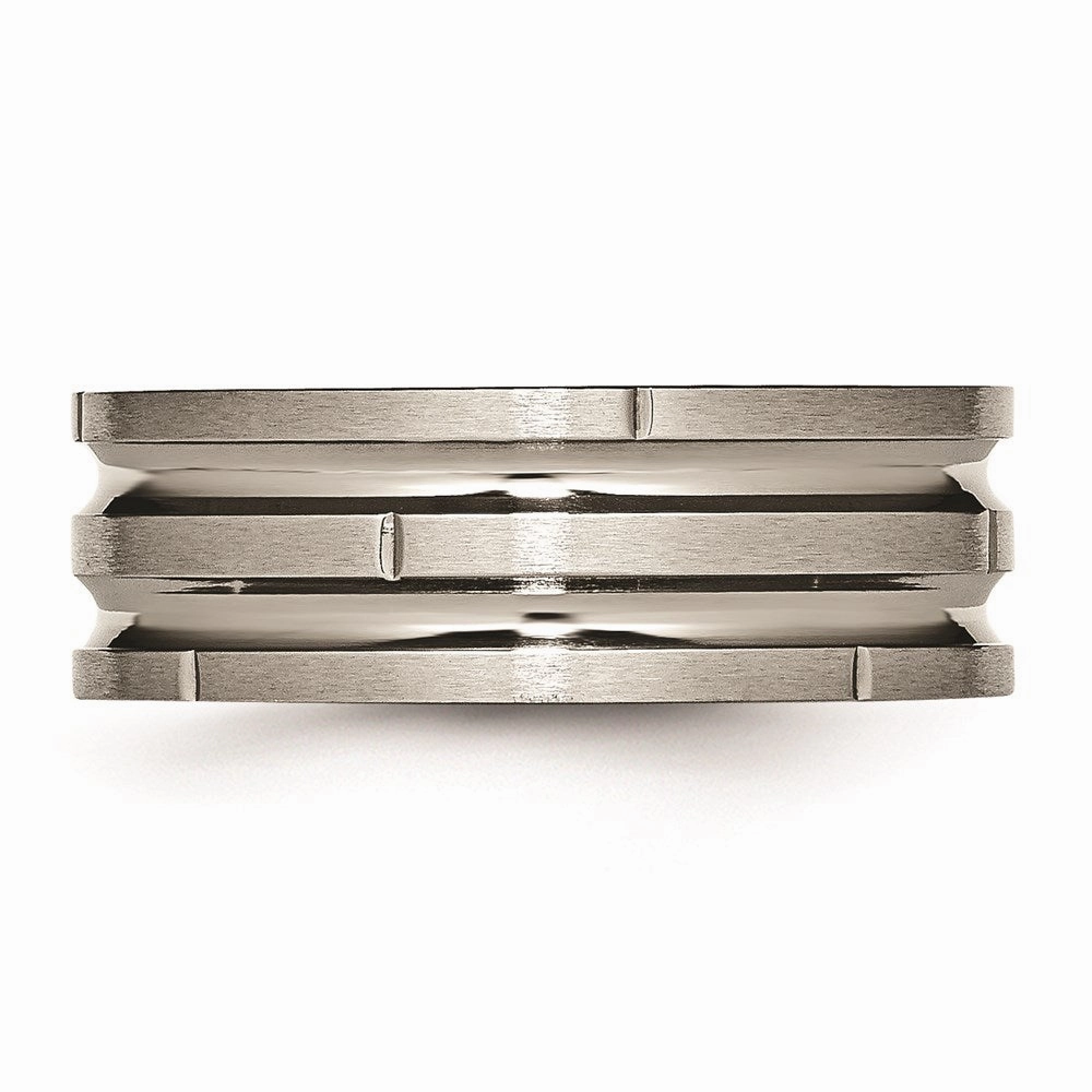 Titanium Notched & Grooved 8mm Polished/Satin Band | TB330