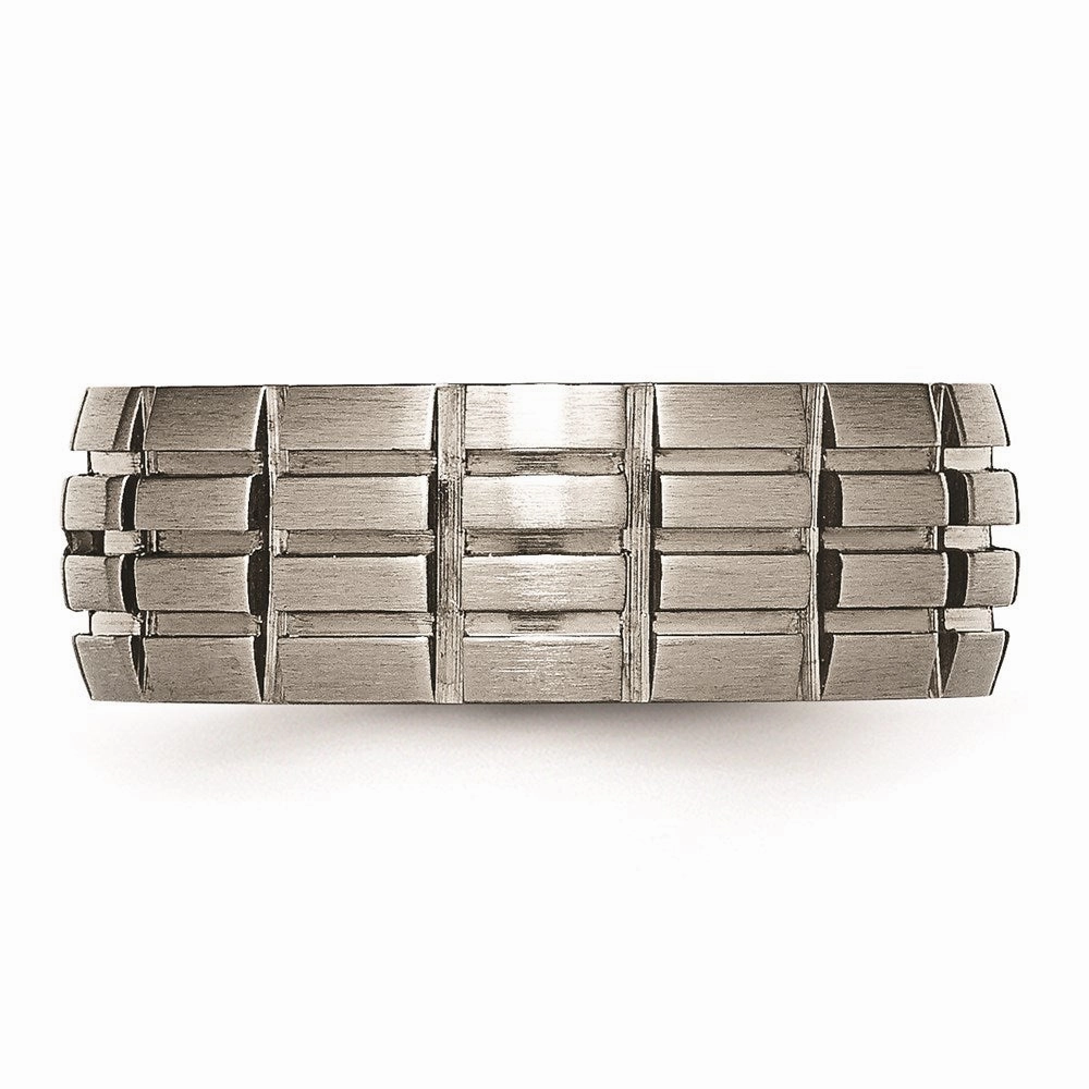 Titanium Notched & Grooved 8mm Satin Band | TB333