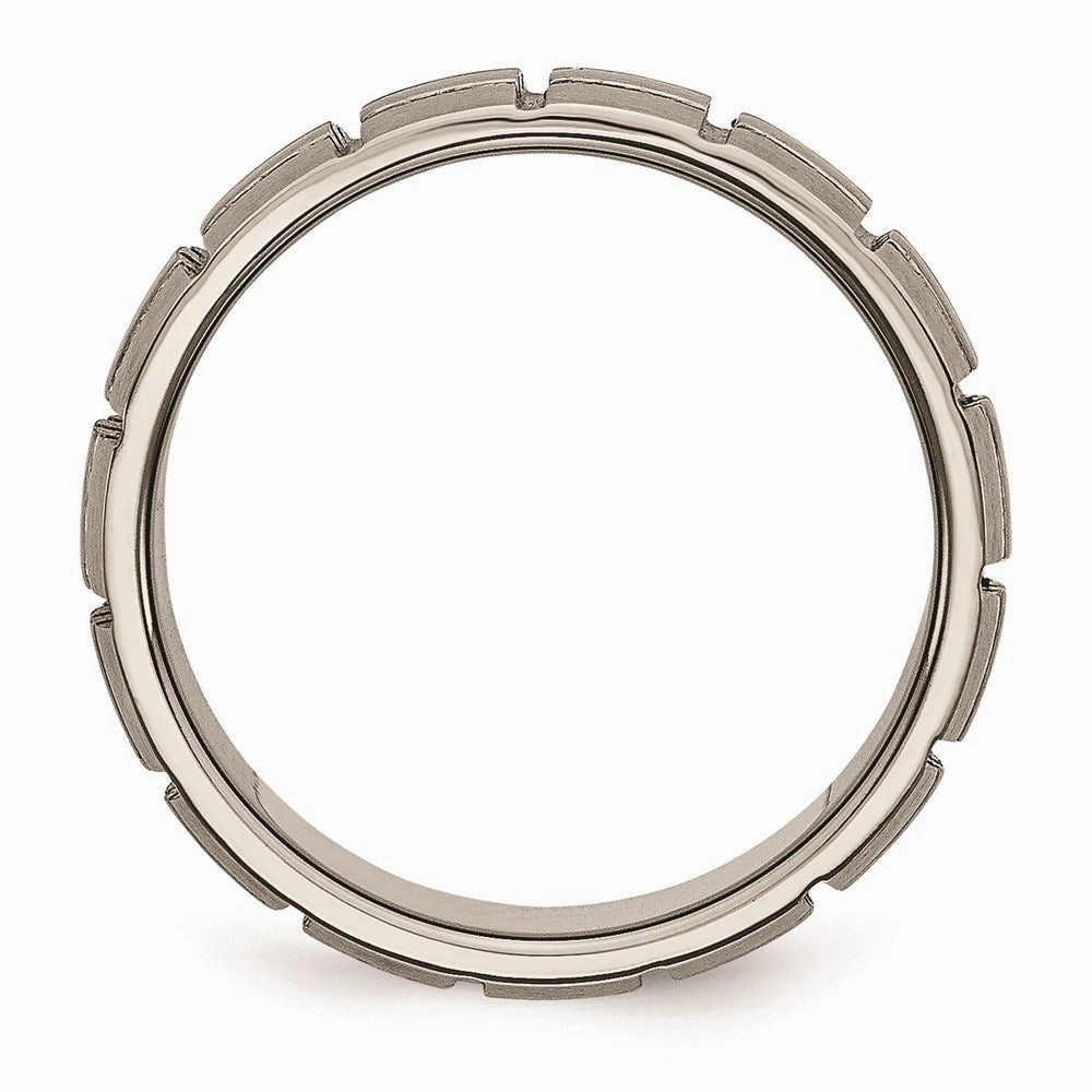Titanium Notched & Grooved 8mm Satin Band | TB333