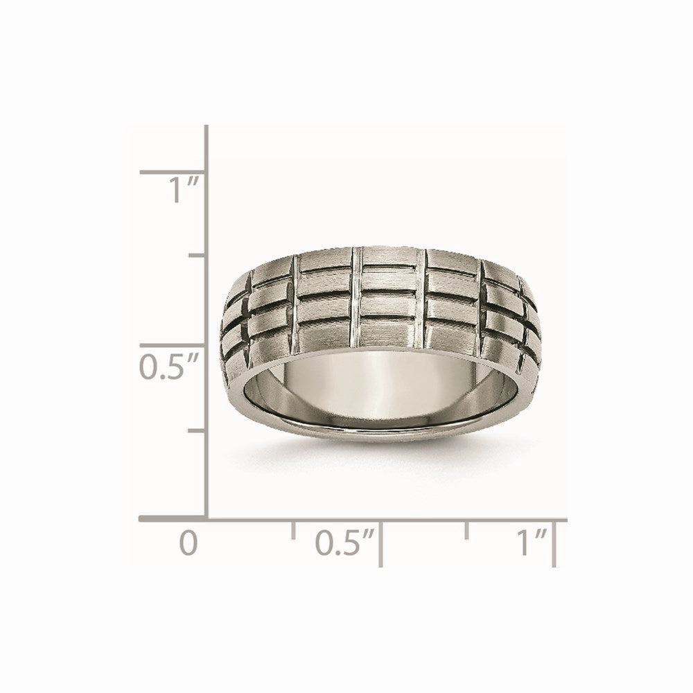 Titanium Notched & Grooved 8mm Satin Band | TB333