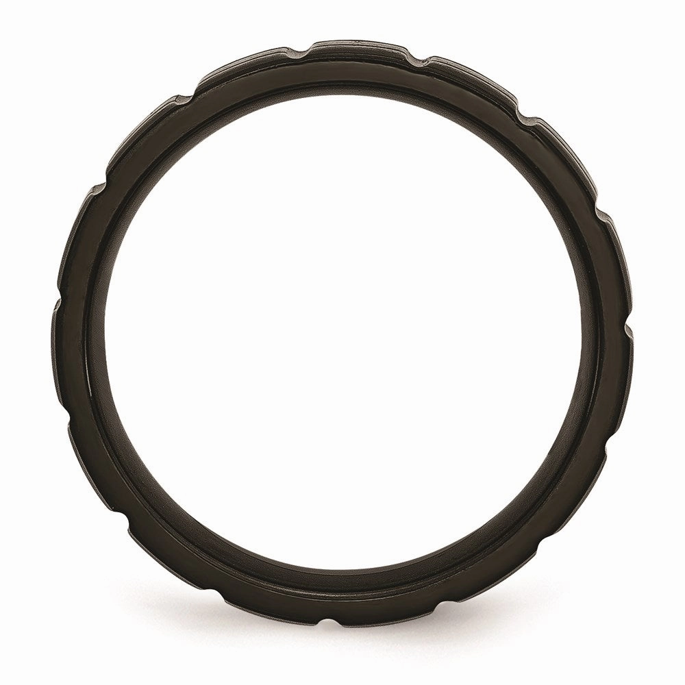 Titanium Notched Black IP-plated 6mm Brushed and Polished Band | TB353