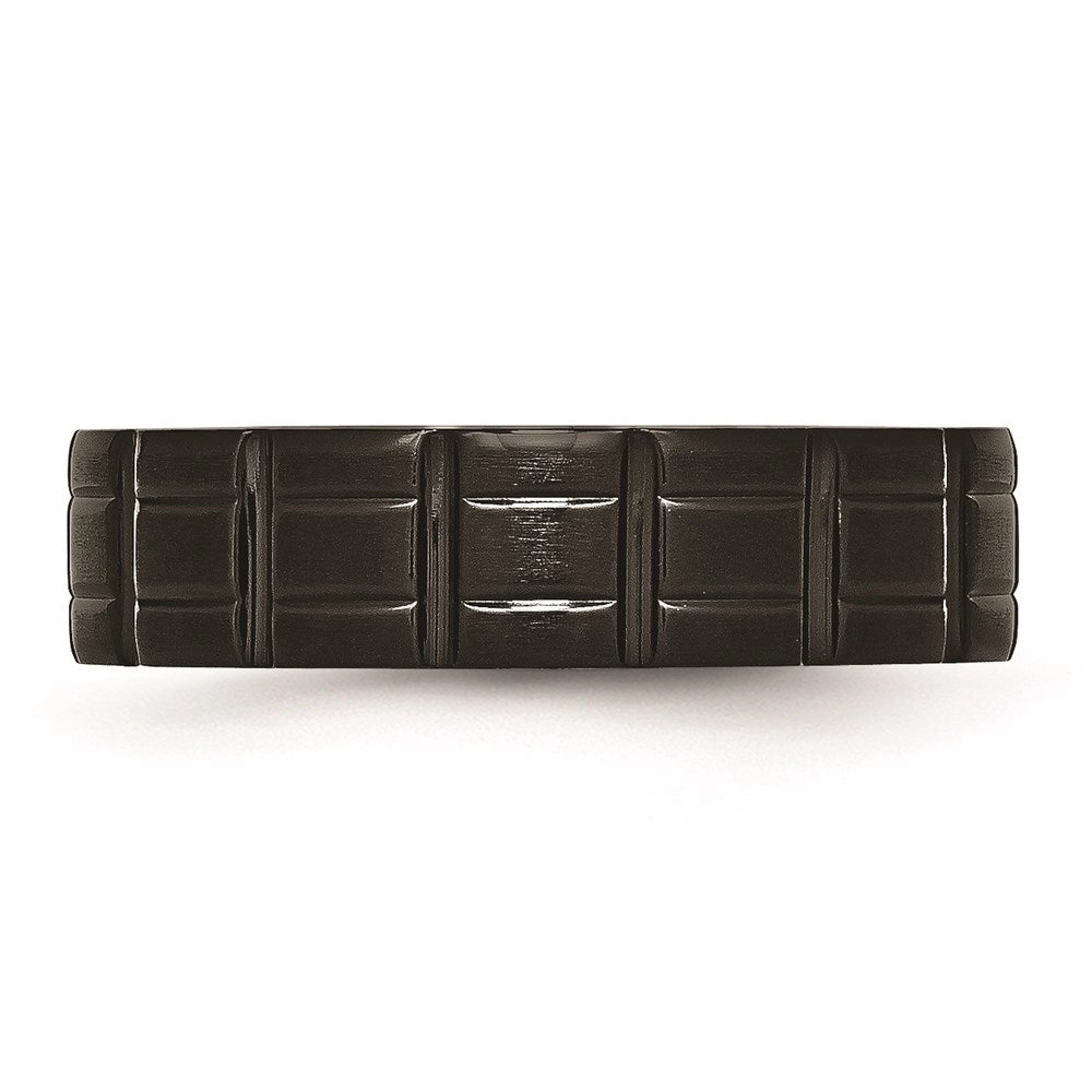 Titanium Notched Black IP-plated 6mm Brushed and Polished Band | TB353
