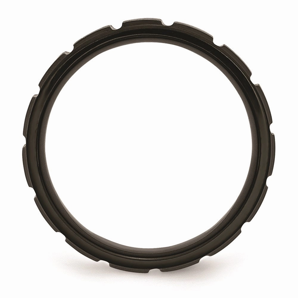 Titanium Notched Black IP-plated 8mm Brushed and Polished Band | TB354