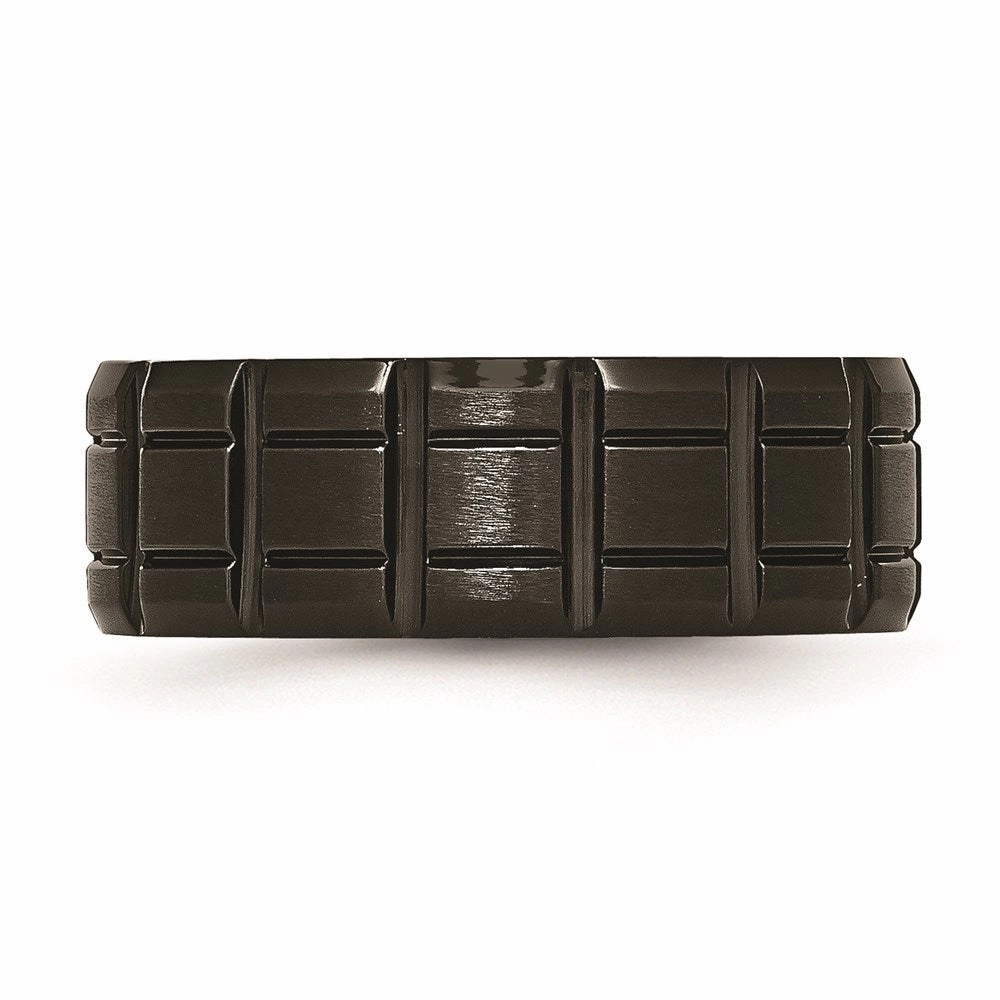 Titanium Notched Black IP-plated 8mm Brushed and Polished Band | TB354