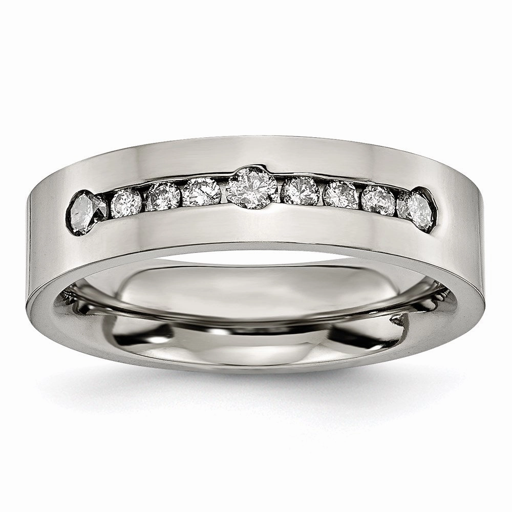 Titanium Polished 1/2 ct tw. Diamond 6mm Band | TB441A