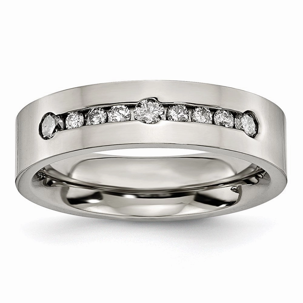 Titanium Polished 1/2 ct tw. Diamond 6mm Band | TB441A