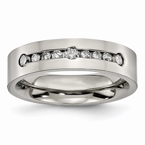 Titanium Polished 1/2 ct tw. Diamond 6mm Band | TB441A