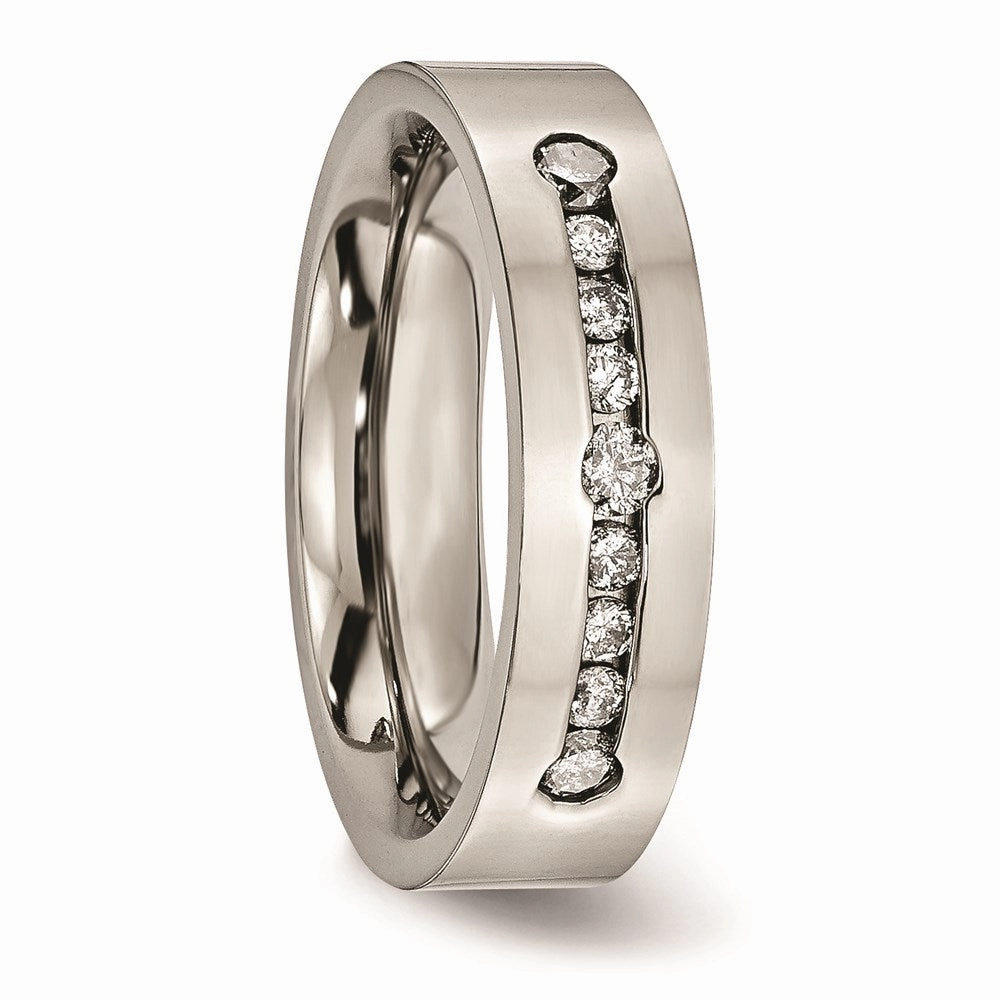 Titanium Polished 1/2 ct tw. Diamond 6mm Band | TB441A