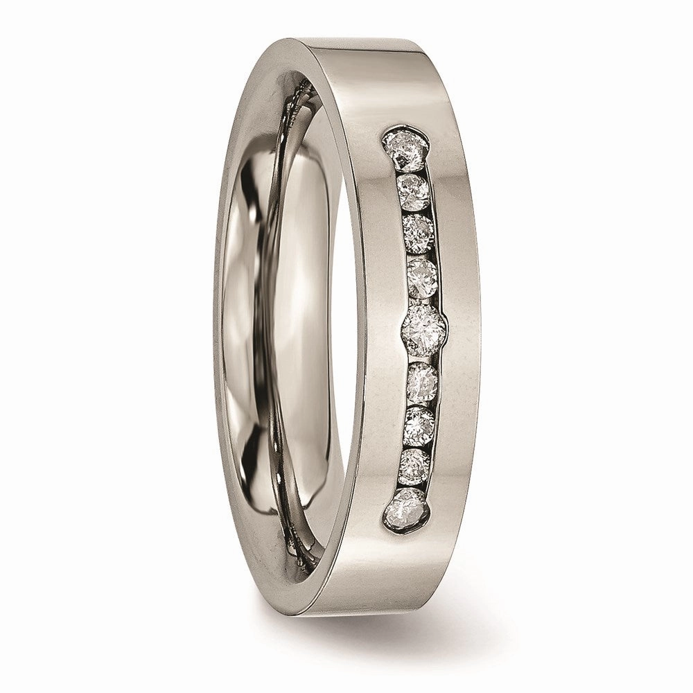 Titanium Polished 1/4ct tw. Diamond 6mm Band | TB442A