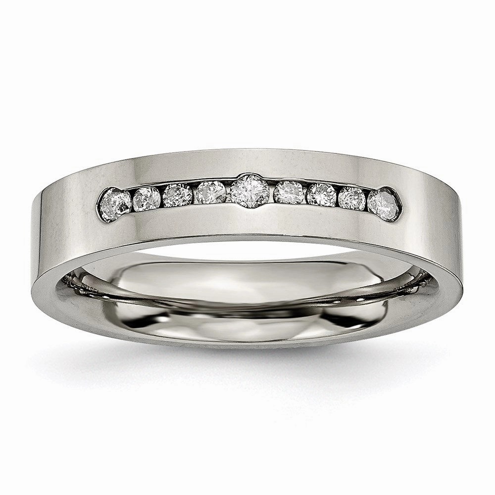 Titanium Polished 1/4ct tw. Diamond 6mm Band | TB442A