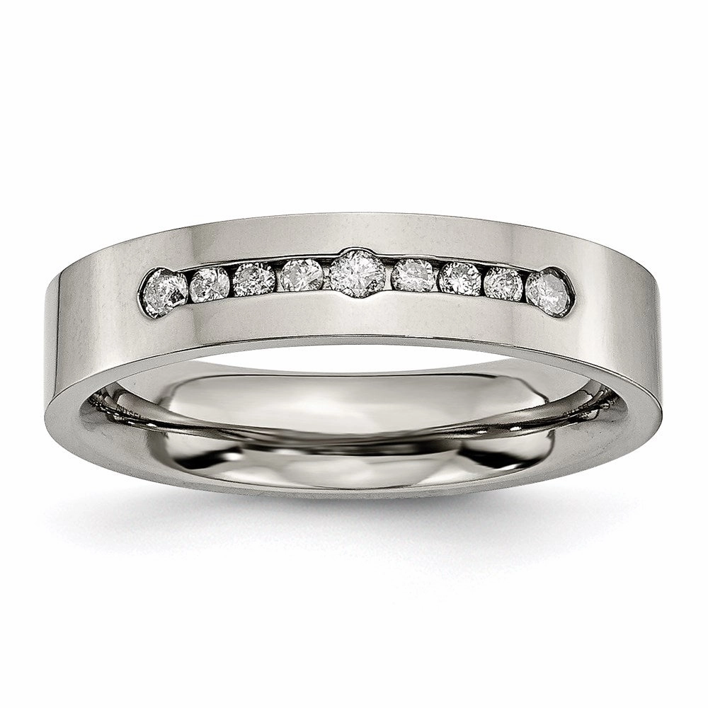 Titanium Polished 1/4ct tw. Diamond 6mm Band | TB442A