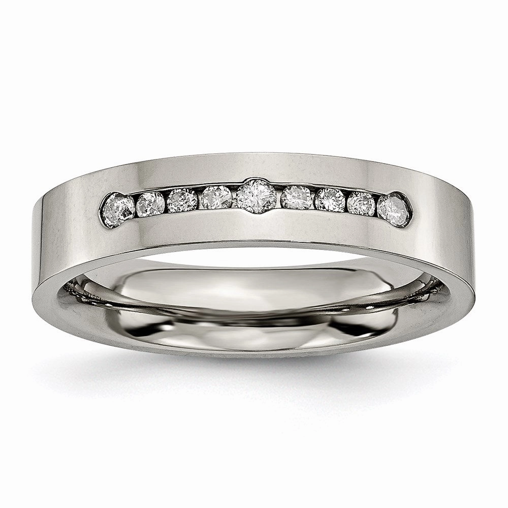 Titanium Polished 1/4ct tw. Diamond 6mm Band | TB442A