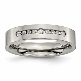 Titanium Polished 1/4ct tw. Diamond 6mm Band | TB442A